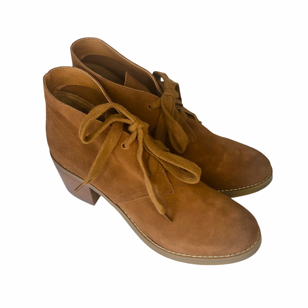 Sbicca Chestnut Brown Leather Heeled Lace Up Boots Vintage Collection 8.5‎